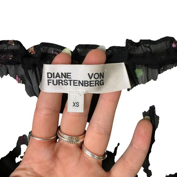 Diane Von Furstenburg DVF Lilian Metallic Dot Long Sleeve Sheer Blouse - Picture 11 of 12